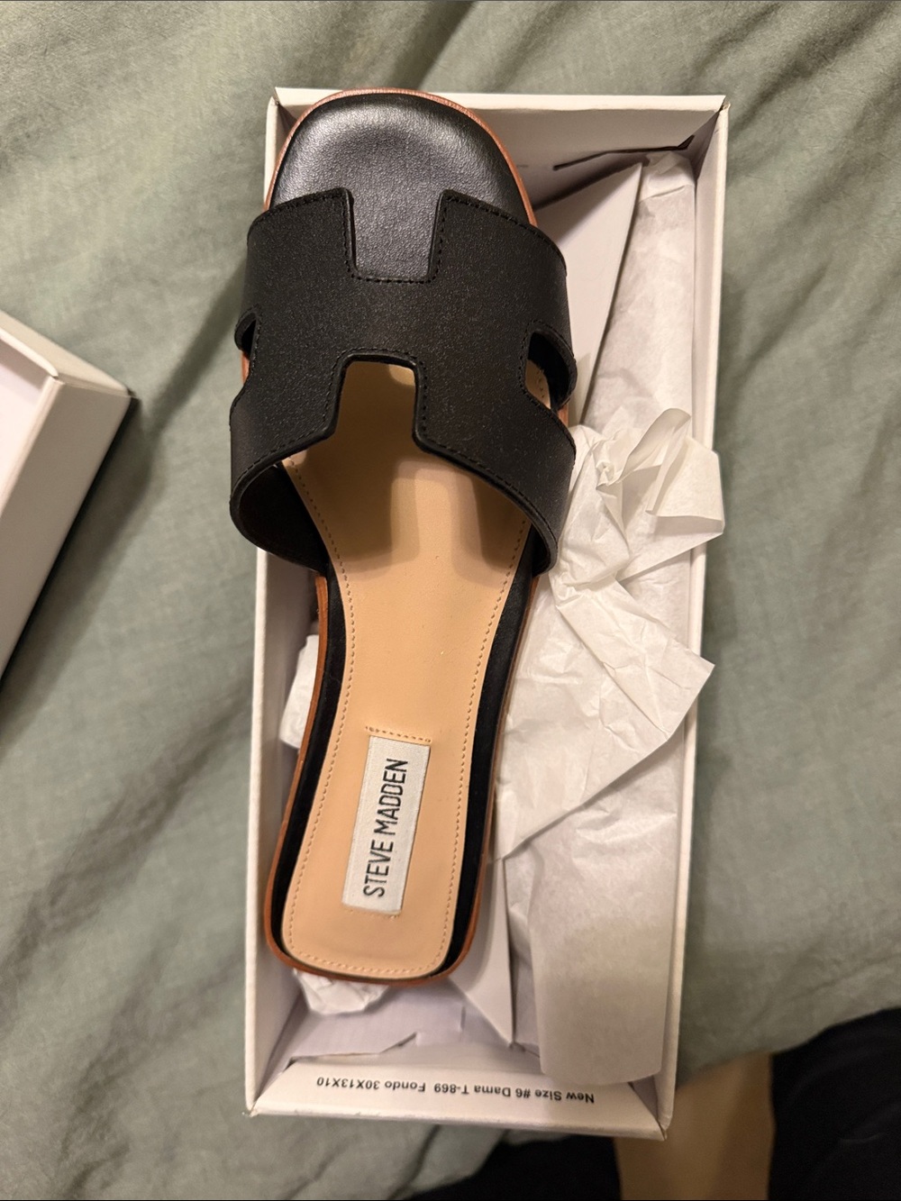 Steve Madden Black Slide Mule with Tan Footbed